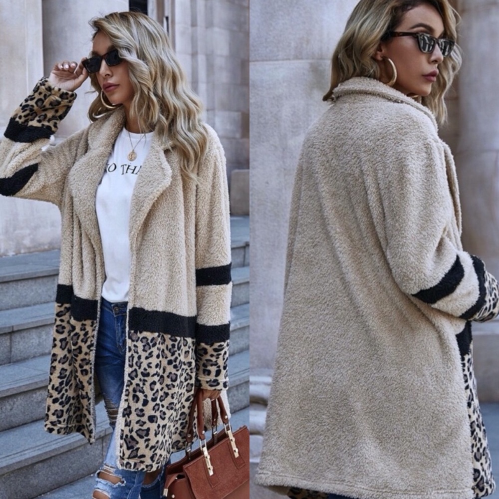 Vegan Fur Open Front Long Cardigan - Picture 2 of 3